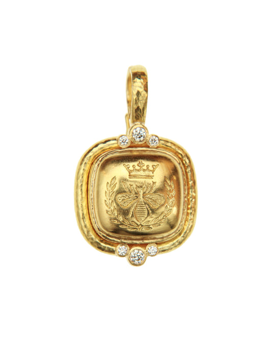 Gold Queen Bee and Diamond Pendant